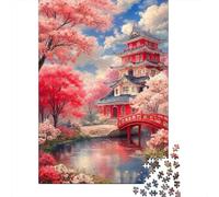 Jardin pagode Rouge 1000 Pièce Carton Extra Épais Puzzle Classique Collecteurs Impossible Difficile Défi du Jeu Éducatif 38x26cm/1000pcs