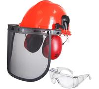 JARDIN PRATIQUE Casque forestier à visière grillagée - Anti bruit 25 dB + une paire de lunettes