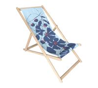 JARDIN PRIVÉ-Chilienne en bois avec toile polyester amovible NP Création Clair obscur marine - 127 x 56 x 96 cm