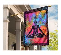 Jardin Signe Coupe-Vent Et Étancheune Drapeau De Jardin Supérieure Drapeaux De Vacances Décoration Pour Pelouse Porche Balcon Yoga Des Sept Portes Des Chakras - Imprimé Hippie Coloré S