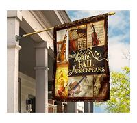 Jardin Signe Coupe-Vent Et Étancheune Drapeaux De Pirate Durable Drapeaux De Vacances Décoration Pour Pelouse Patio Notes De Musique Pour Violon Quand Les Mots Manquent, La Musique Parle Vintage M