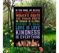 Jardin Signe Double Face Drapeau De Décoration Durable Drapeaux De Vacances Nous Croyons Que La Vie Des Noirs Compte, Que Les Droits Des Femmes Sont Importants Et Que L'Amour Est L'Amour. S