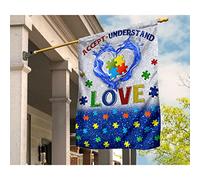 Jardin Signe Double Face Drapeau De Décoration Supérieure Drapeau De Jardin Décoration Pour Maison Patio Extérieure Sensibilisation À L'Autisme : Des Pièces Colorées, Accepter, Comprendre, Aimer M