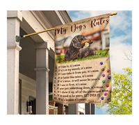 Jardin Signe Double Face Drapeau De Jardin Supérieure Drapeau De Décoration Décoration Pour Balcon Pelouse Patio Teckel Réaliste - Mes Règles Pour Les Chiens - Imprimé Pour Chien M