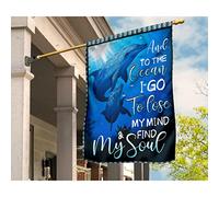 Jardin Signe Drapeau De Jardin Drôle Drapeau De Décoration Décoration Pour Patio Maison Balcon Couple De Dauphins En 3D Sous L'Eau. Vers L'Océan, Je Vais Perdre La Tête Et Retrouver Mon Âme. S