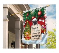 Jardin Signe Ésistantes À La Décoloration Drapeau De Décoration Drapeau De Jardin Décoration Pour Balcon Porche Joyeux Noël, Carlin ! Avoue-Le, Noël Serait Ennuyeux Sans Moi. S