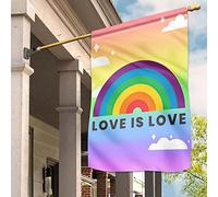 Jardin Signe Ésistantes À La Décoloration Drapeaux De Vacances Drapeau De Jardin Décoration Pour Patio Porche Maison L'Amour C'Est L'Amour Arc-En-Ciel Mois Des Fiertés Lgbt Motif Mignon M