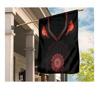 Jardin Signe Supérieure Drapeau De Jardin Coupe-Vent Et Étancheune Drapeaux De Vacances Décoration Pour Extérieure Pelouse Maison Art D'Un Cardinal Avec Une Fleur Mandala M