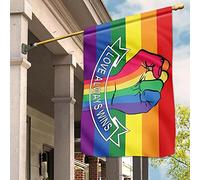 Jardin Signe Supérieure Drapeau De Jardin Double Face Drapeaux De Vacances Décoration Pour Balcon Maison L'Amour Triomphe Toujours. Main Dans La Main. Fierté Lgbt. Arc-En-Ciel. Couple Sexuel. M