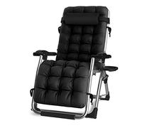 Jardin surdimensionné inclinable for les personnes très exigeantes, chaises de patio, chaise de pesanteur portative de transat solaire, soutien 440lbs (Color : With black mat)