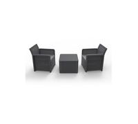 Jardin/terrasse Ensemble 2 Fauteuils + 1 Table Nassau Tete A Tete, Anthracite