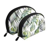 Jardin Tropical, Trousse de Maquillage Coquille Femme Petit Porte-Monnaie Trousse de Toilette Trousse à cosmétiques 2 pièces