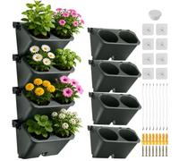 Jardin Vertical, 4 Pots Tour De Plantation Jardinière Murale à Poches | Système Jardinière Murale Pour Herbes Aromatiques Fruits Légumes Et Fleurs Convient Une Utilisation Intérieur Et Extérieur