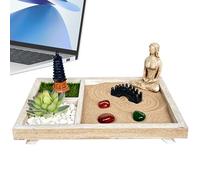 Jardin Zen pour bureau - Ensemble de jardin japonais miniature pour méditation et art avec sable, décoration artistique Zen pour maison, entrée, bureau, salon et étude