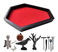 Jardin Zen pour Le Bureau, Forme irrégulière Mini kit de Jardin Zen Accessoires Goth pour Halloween Cercueil Halloween Sable Plateau de Sable Gothiques Cadeaux Gothiques