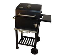 JARDIN202 Barbecue au charbon avec couvercle et thermomètre Kansas | Grill réglable avec grille chromée et chauffage supérieur | Grandes roues | Noir