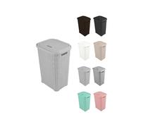 JARDIN202 - Panier à linge en plastique 38 L avec poignées - Seau à linge sale avec couvercle 49 x 39 x 30 cm | 38 litres (gris)