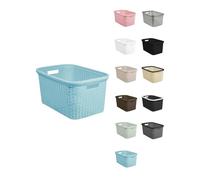 JARDIN202 - Panier à linge rectangulaire avec poignées design osier Bleu ciel 25 x 53 x 36 cm