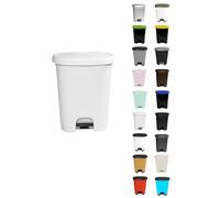 JARDIN202 Poubelle en plastique moderne | Ouverture à pédale | Poubelle recyclable | 27 litres (Blanc - Blanc)
