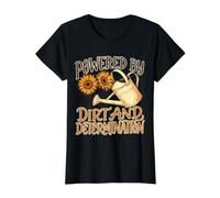 Jardinage alimenté par la saleté et la détermination des Amateurs de Plantes T-Shirt Graphique avec Valeur, Femme, Noir, L