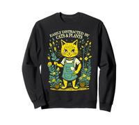 Jardinage de Chat Amusant Facilement distrait par Les Chats et Les Plantes Sweatshirt