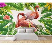 Jardinage Stéréoscopique Croustillante Feuille Verte Flamant 3D Papier Peint Luxe Décoration Manger Adulte Intérieure Salon Canapé Chambre Fond TV Mur-250cm×170cm