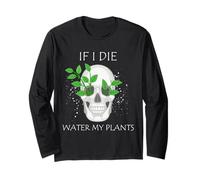 Jardinage Water My Plants Skull Planter Dark Humour Art Manche Longue