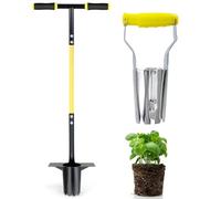 Jardineer Ensemble d'outils de plantation de bulbes 3 pièces, outil de plantation de bulbes à manche long et petite repiqueuse avec prise douce pour creuser des trous pour planter des tulipes, iris