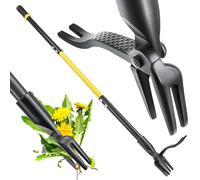 Jardineer Extracteur de mauvaises herbes, outil de désherbage debout de 114,3 cm, outil de désherbage à long manche avec tête en acier à 4 griffes, désherbeur manuel robuste pour jardin, pelouse, cour
