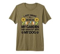 Jardinier Je Veux Juste Travailler dans Mon Jardin traîner avec Un Chien T-Shirt Haut de Gamme