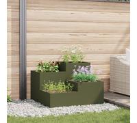 Jardinier vidaXL 80x80x60 cm Vert olive en acier