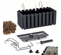 Jardinière 38x18x16,5 cm | Pots de fleurs de balcon avec arrosage intégré et bouchons d'évacuation | Cache-pot pour balcon ou jardin | Protège les racines et prévient la stagnation d'eau | Anthracite