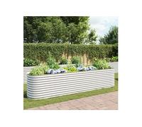 Jardinière - - 400x80x81 cm - Acier galvanisé - Argenté - Rectangulaire