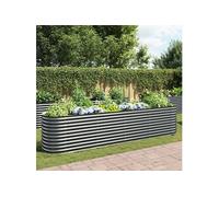 Jardinière - - 400x80x81 cm - Acier galvanisé - Gris - Rectangulaire