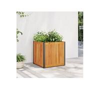 vidaXL Jardinière 45x45x44 cm Bois Massif d'acacia et Acier, jardinière d'extérieur, bac à Fleurs, bac à Pommes de Terre, jardinière de terrasse