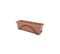 Jardiniere 60x20cm avec plateau et support balcon - Terracotta