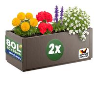 Jardinière 80x36x36cm 80L fond d'écoulement Bac à fleurs Pot de fleurs Jardin