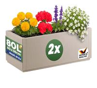 Jardinière 80x36x36cm 80L fond d'écoulement Bac à fleurs Pot de fleurs Jardin