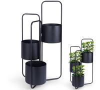 Jardinière à 3 niveaux en métal noir 33x24x57 cm