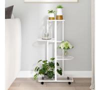 Vidaxl Jardinière À 4 Niveaux Avec Roues 44x23x80 Cm Blanc Fer Blanc