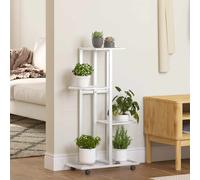 Vidaxl Jardinière À 5 Niveaux Avec Roues 44x23x100 Cm Blanc Fer Blanc