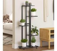 vidaXL Jardinière à 4 niveaux 343115 – Fer Noir 44x23x80 cm avec roues