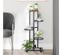 Jardinière à 4 Niveaux avec Roues 44x23x80cm Blanc Fer Support à Fleurs vidaXL