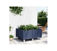 Jardinière à roulettes bleu gris 100x80x54 cm PP