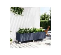 Vidaxl Jardinière À Roulettes Gris 160x50x54 Cm Pp