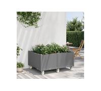 Vidaxl Jardinière À Roulettes Gris Clair 100x80x54 Cm Pp