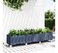 Jardinière à Roulettes Pot à Plantes Boîte à Fleurs Jardin Bleu Gris PP vidaXL
