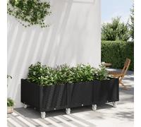 Jardinière à Roulettes Pot à Plantes Boîte à Fleurs Jardin Bleu Gris PP vidaXL