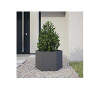 Jardinière anthracite hexagone 69x60x45 cm acier, jardinière de fleurs, jardinière de patio, jardinière de jardin, 851124