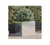vidaXL Jardinière, Lit Surélevé, Bac à Fleurs, Pot de Plantes, Boîte à Fleurs Jardin Patio Terrasse, Argenté 49x47x46 cm Acier Inoxydable